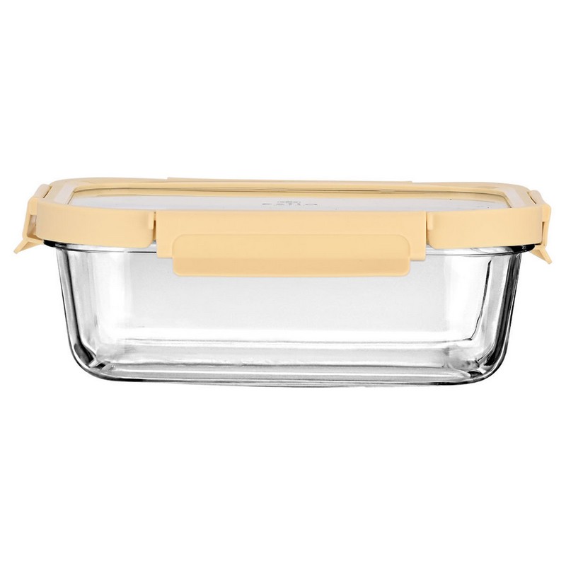 Contenitore per alimenti in vetro borosilicato con coperchio ermetico color avorio, capacità 1520 ml